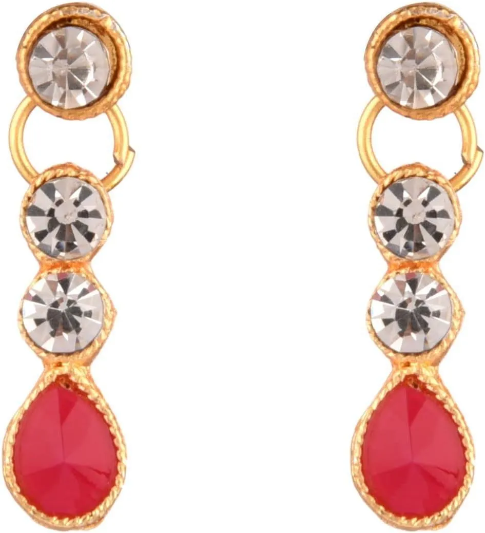 Efulgenz Crystal Choker Indian Jewelry Sets for Women Cubic Zirconia CZ Crystal Choker Necklace Drop Dangle Earrings Set Bollywood Wedding Jewellery