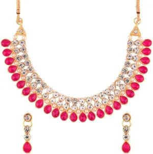 Efulgenz Crystal Choker Indian Jewelry Sets for Women Cubic Zirconia CZ Crystal Choker Necklace Drop Dangle Earrings Set Bollywood Wedding Jewellery