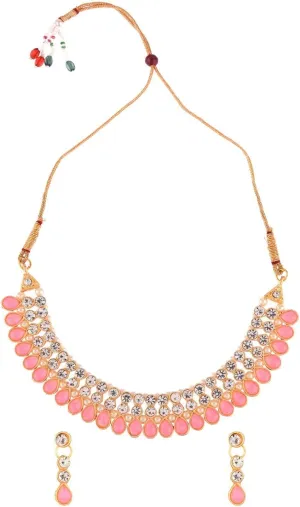 Efulgenz Crystal Choker Indian Jewelry Sets for Women Cubic Zirconia CZ Crystal Choker Necklace Drop Dangle Earrings Set Bollywood Wedding Jewellery