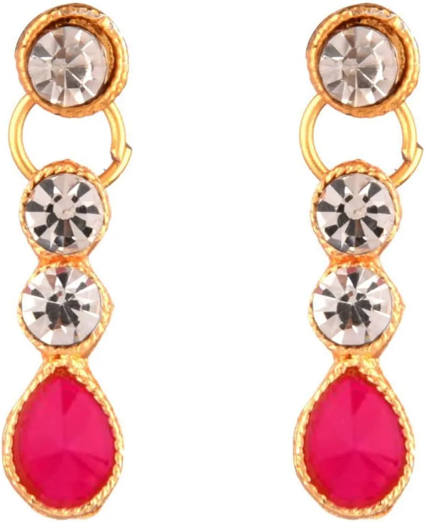 Efulgenz Crystal Choker Indian Jewelry Sets for Women Cubic Zirconia CZ Crystal Choker Necklace Drop Dangle Earrings Set Bollywood Wedding Jewellery