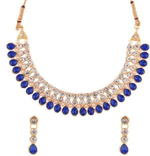 Efulgenz Crystal Choker Indian Jewelry Sets for Women Cubic Zirconia CZ Crystal Choker Necklace Drop Dangle Earrings Set Bollywood Wedding Jewellery
