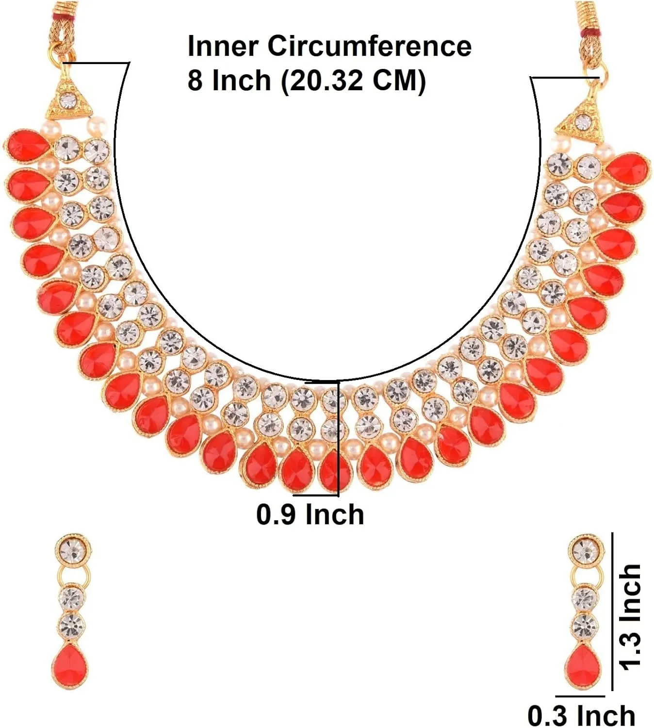 Efulgenz Crystal Choker Indian Jewelry Sets for Women Cubic Zirconia CZ Crystal Choker Necklace Drop Dangle Earrings Set Bollywood Wedding Jewellery