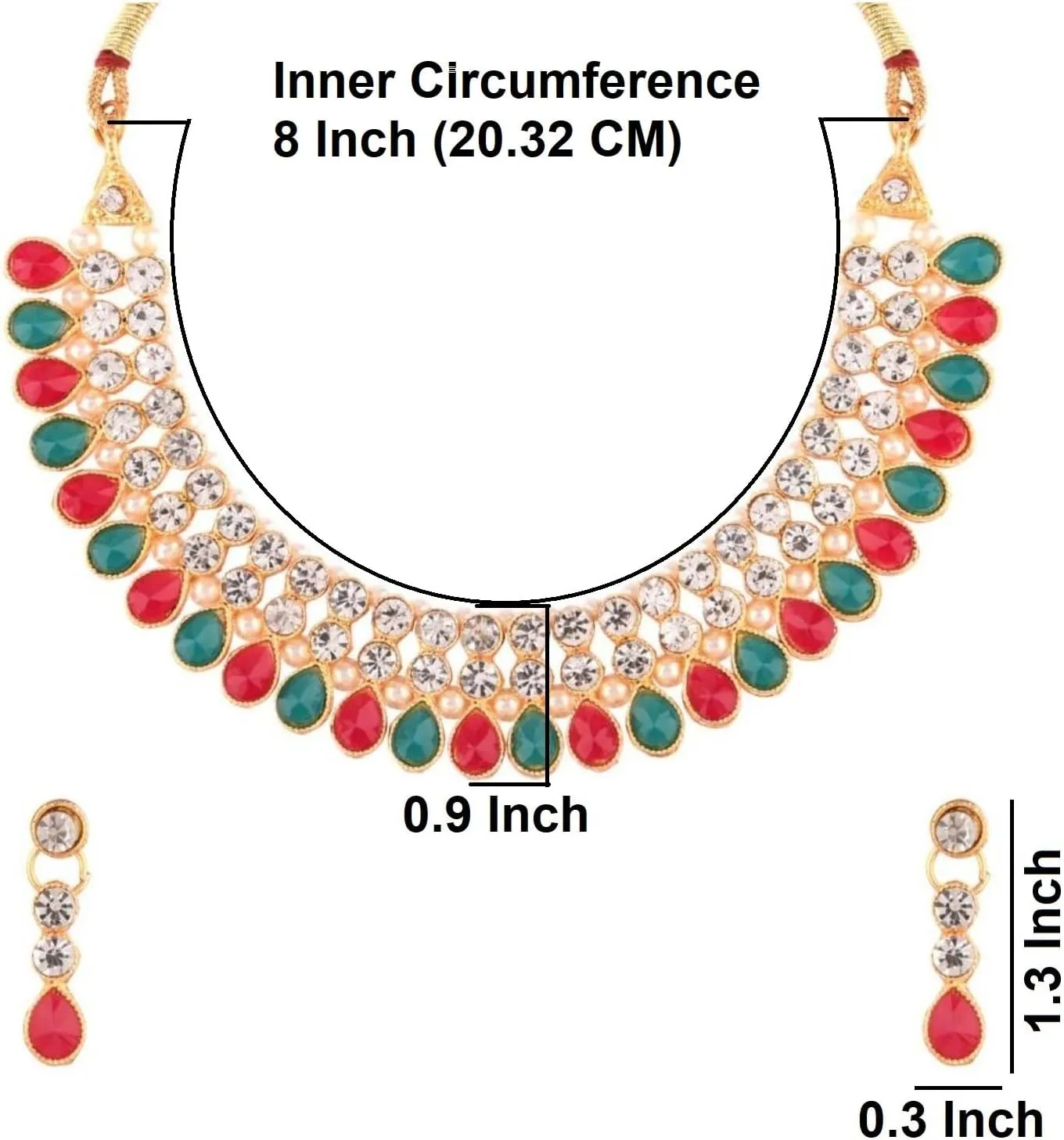 Efulgenz Crystal Choker Indian Jewelry Sets for Women Cubic Zirconia CZ Crystal Choker Necklace Drop Dangle Earrings Set Bollywood Wedding Jewellery