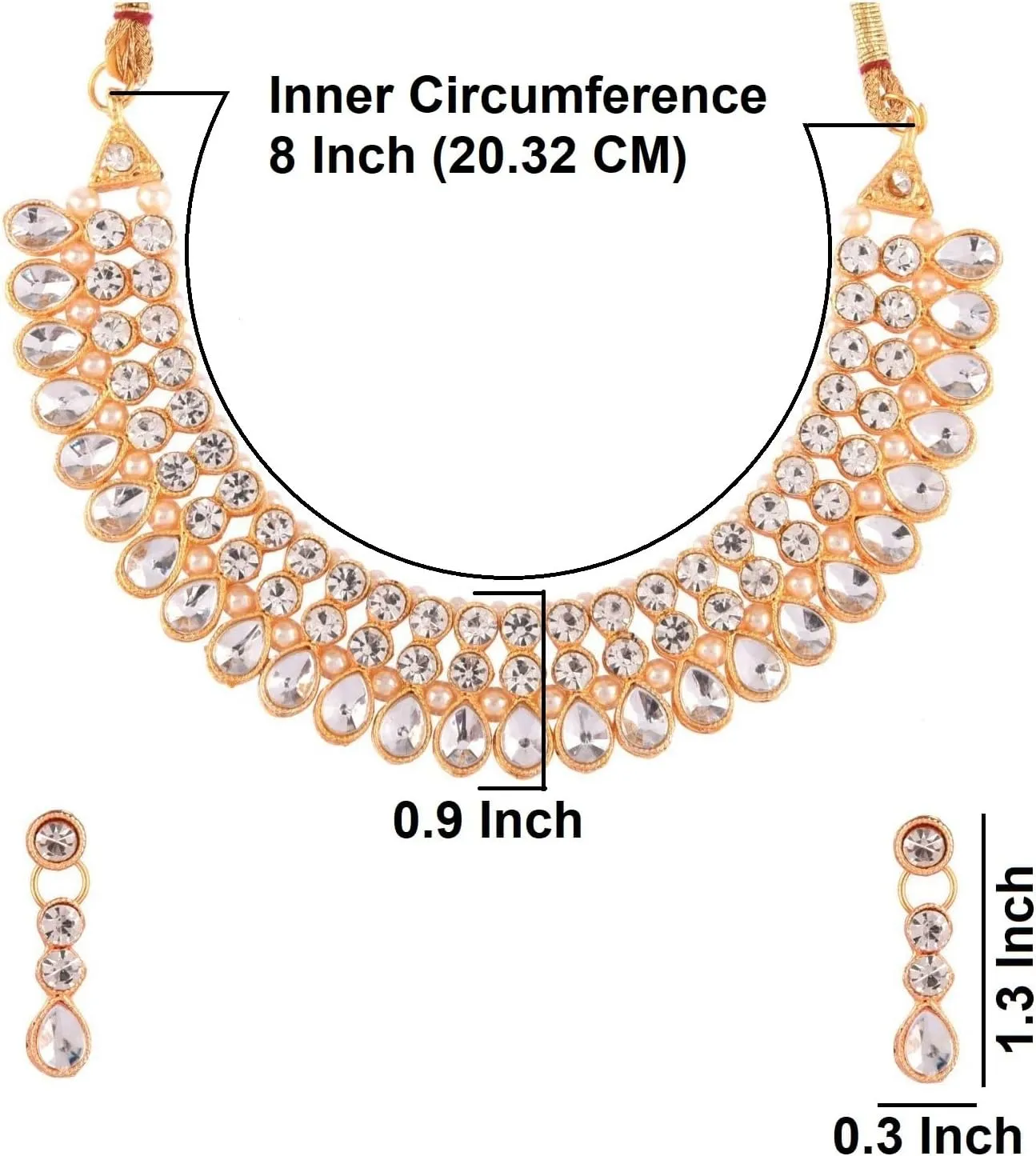 Efulgenz Crystal Choker Indian Jewelry Sets for Women Cubic Zirconia CZ Crystal Choker Necklace Drop Dangle Earrings Set Bollywood Wedding Jewellery