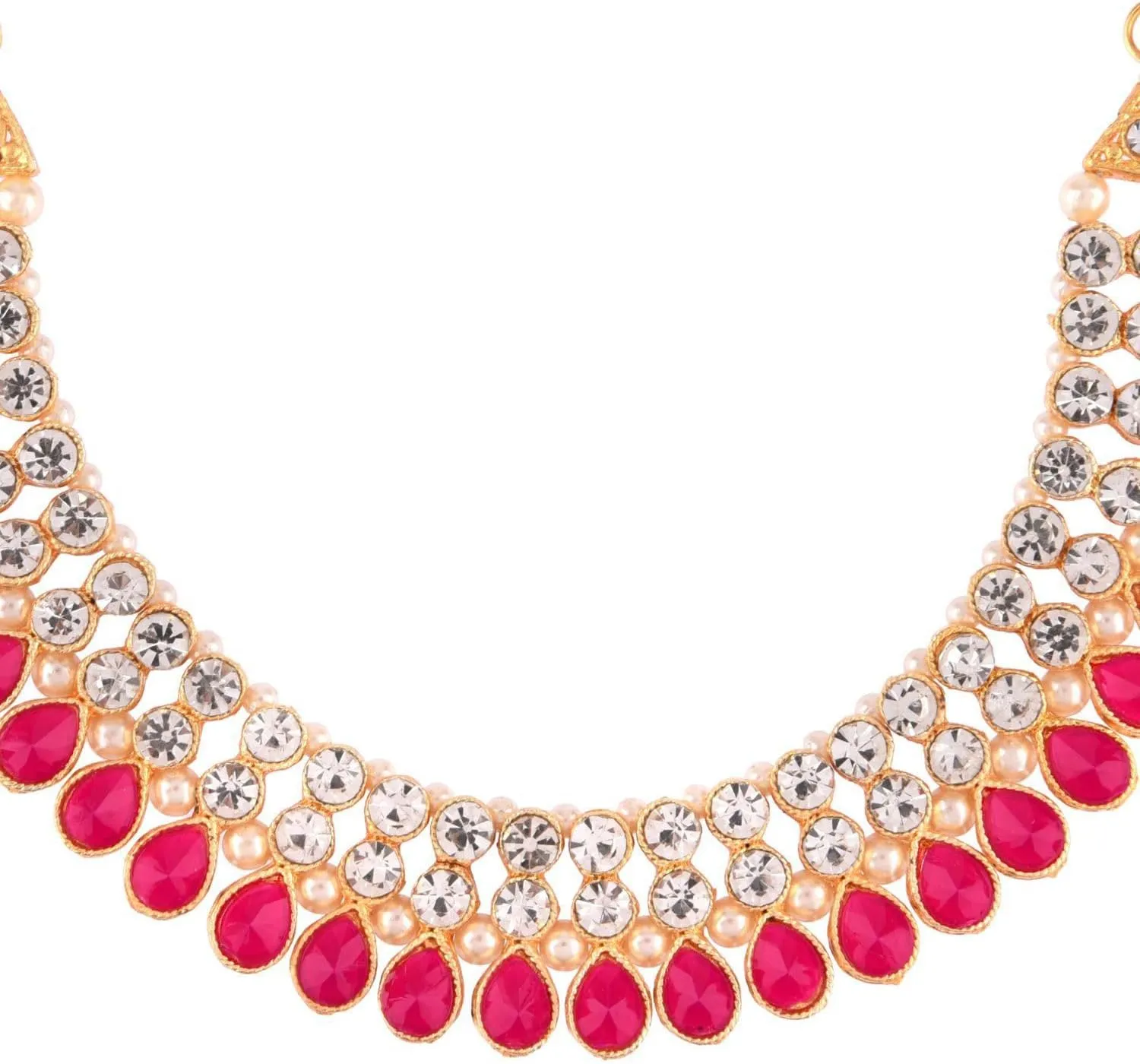 Efulgenz Crystal Choker Indian Jewelry Sets for Women Cubic Zirconia CZ Crystal Choker Necklace Drop Dangle Earrings Set Bollywood Wedding Jewellery