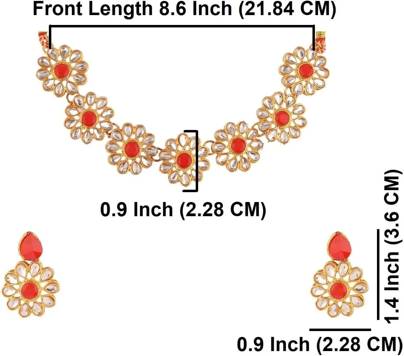 Efulgenz Kundan Choker Set Indian Jewelry Sets for Women Crystal Kundan Floral Choker Necklace Earrings Bollywood Wedding Bridal Set Jewellery