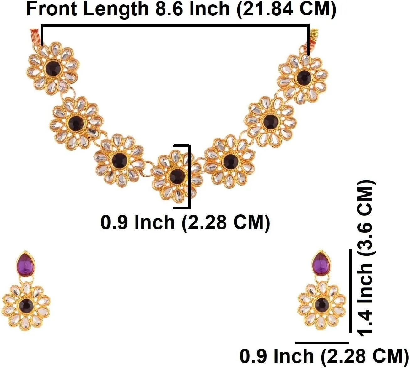 Efulgenz Kundan Choker Set Indian Jewelry Sets for Women Crystal Kundan Floral Choker Necklace Earrings Bollywood Wedding Bridal Set Jewellery