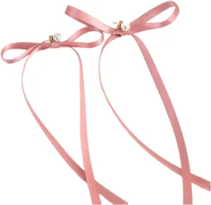 Elegant Imitation Pearl Earring Long Ribbon Bowknot Drop Earrings for Women Aesthetic Ear Studs Wedding Party Jewelry