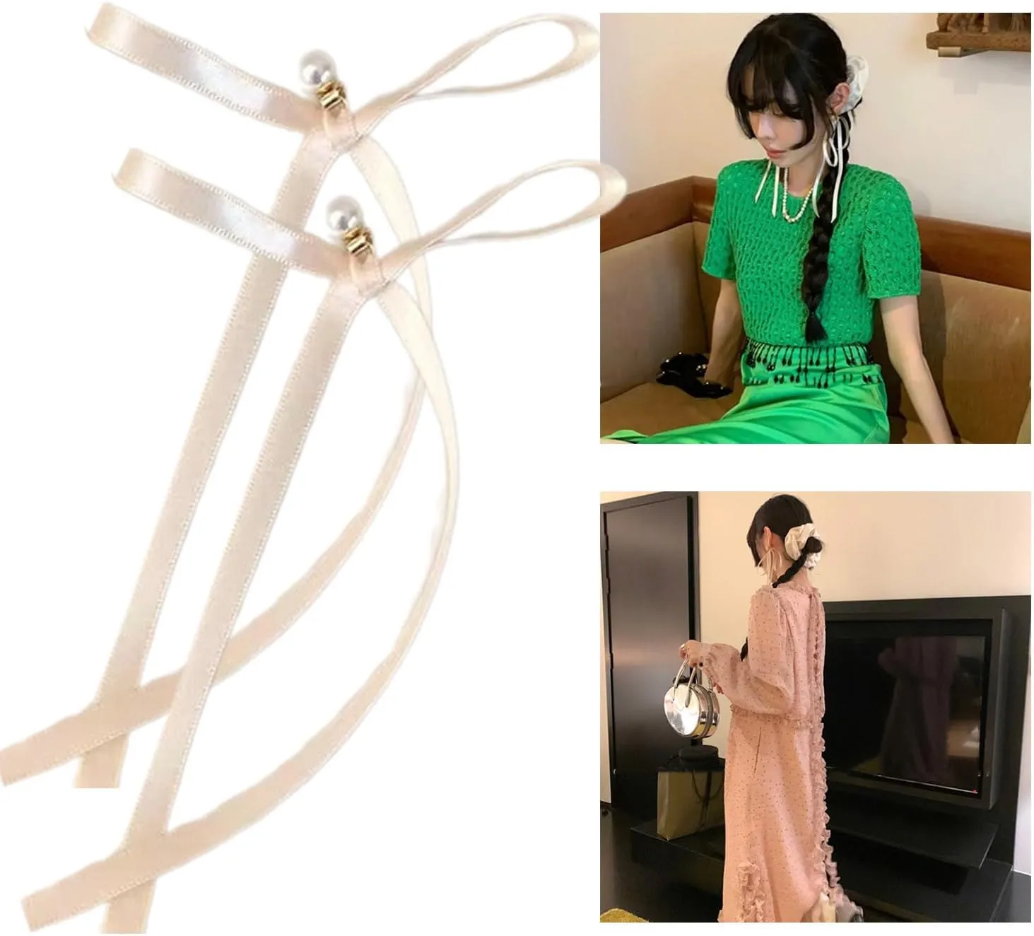 Elegant Imitation Pearl Earring Long Ribbon Bowknot Drop Earrings for Women Aesthetic Ear Studs Wedding Party Jewelry
