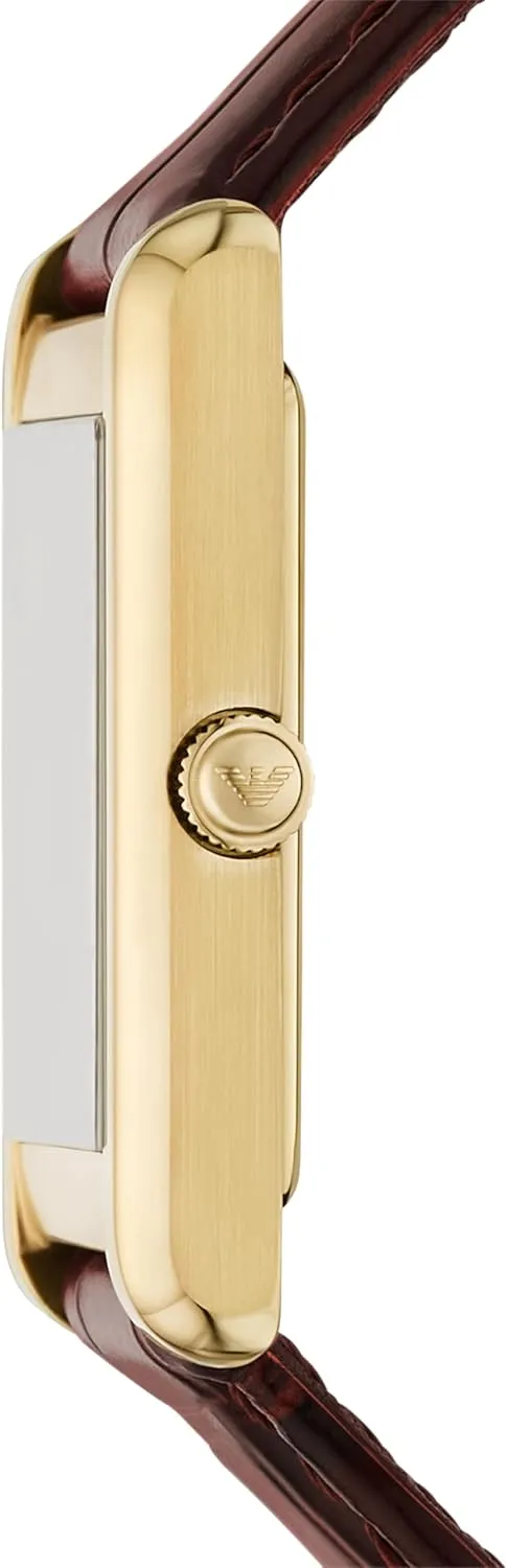 Emporio Armani Men's Rectangular Watch with Stainless Steel or Leather Band; Dress Watch for Men