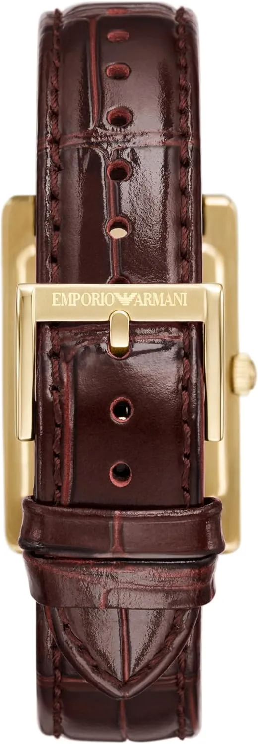 Emporio Armani Men's Rectangular Watch with Stainless Steel or Leather Band; Dress Watch for Men