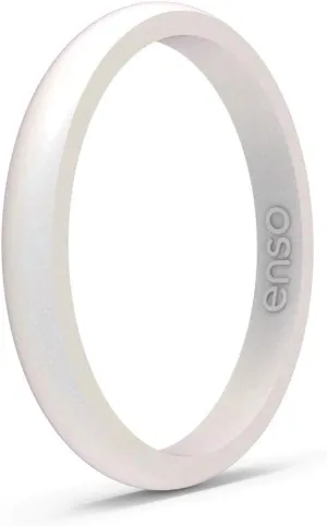 Enso Rings Halo Birthstone Silicone Ring  Minimalist Stackable Wedding Engagement Band   2.54mm Wide, 1.5mm Thick