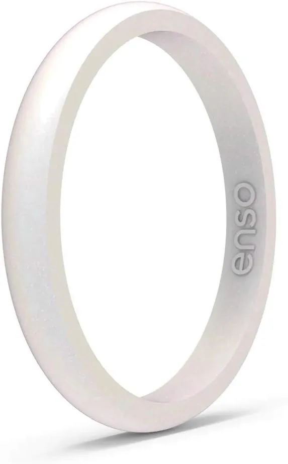 Enso Rings Halo Birthstone Silicone Ring  Minimalist Stackable Wedding Engagement Band   2.54mm Wide, 1.5mm Thick