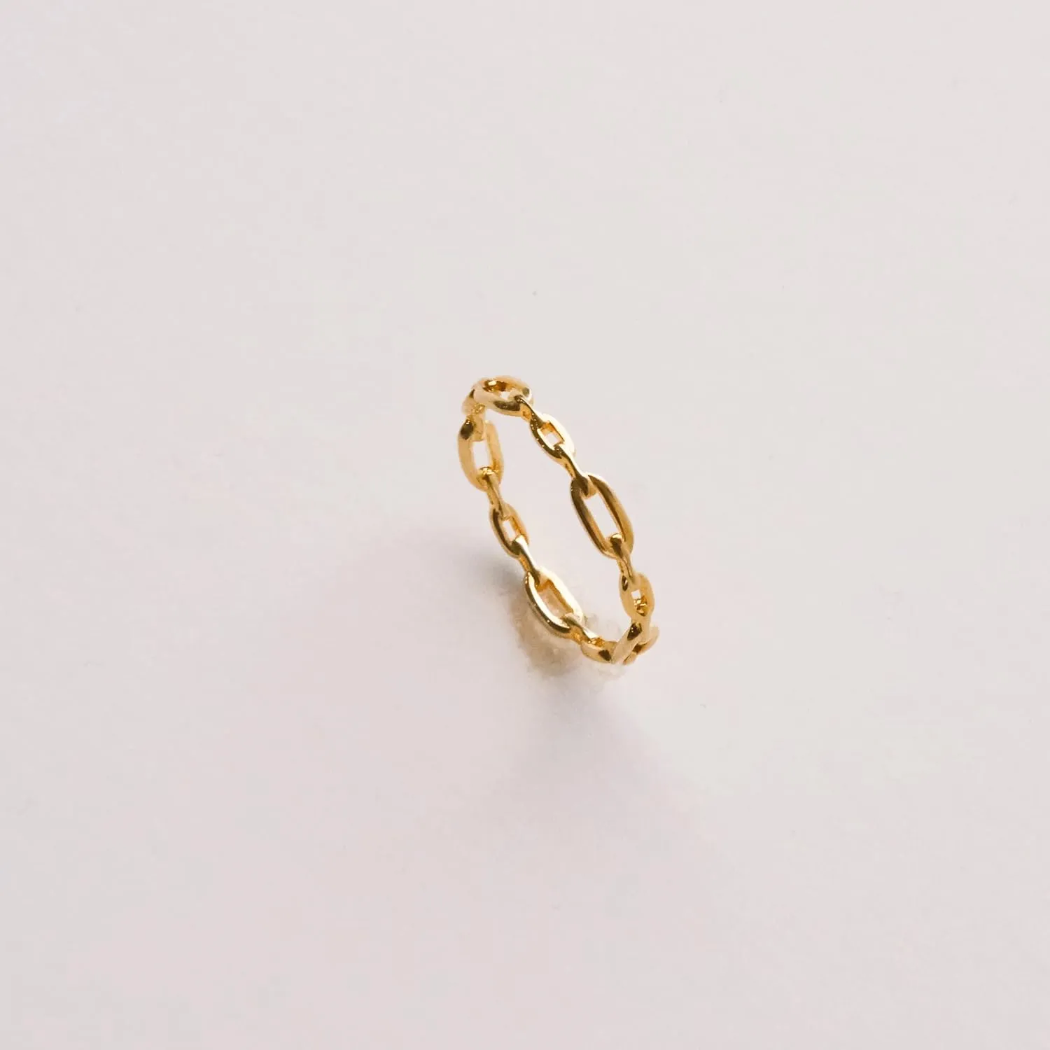 espere 18K Gold Plated Simple Link Ring Simple Gold Rings | Women's Minimalist Stacking Band