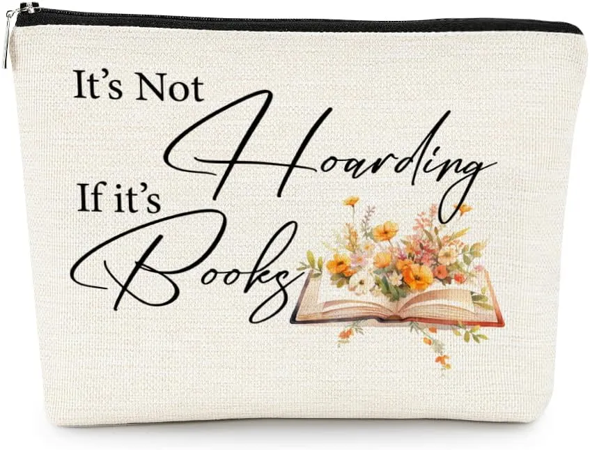 EXUQO Book Lover Gift: Makeup Bag for Women, Teen Girls - Zipper Pouch Travel Bag