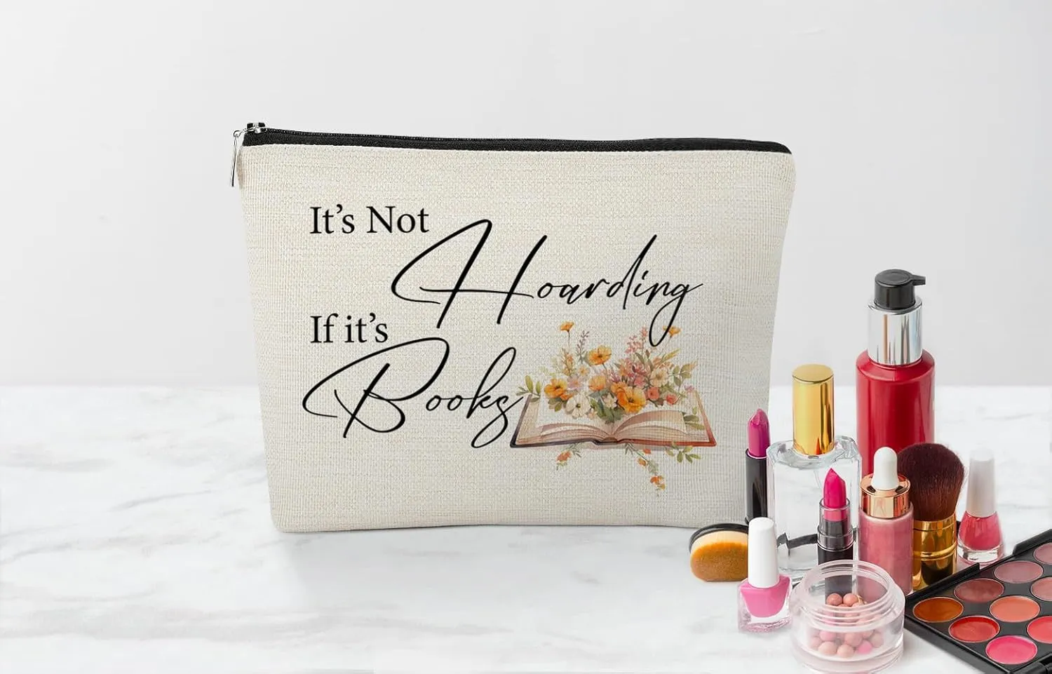 EXUQO Book Lover Gift: Makeup Bag for Women, Teen Girls - Zipper Pouch Travel Bag