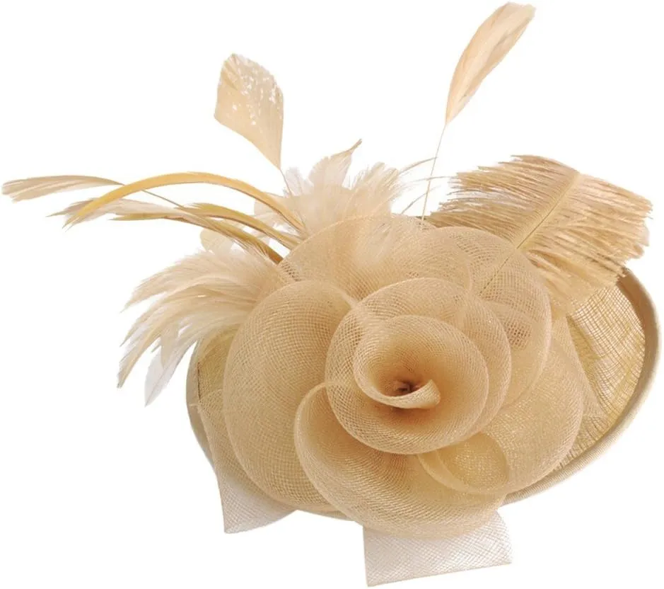 Fascinator Hats for Women Tea Part Hat Fascinators Headband Hats Wedding Flower Feathers Hair Clip (Coffee, One Size)