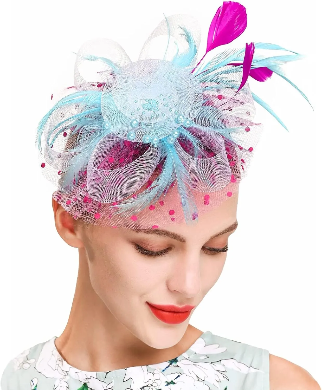 Fascinator Hats for Women Tea Parties Hats Fascinators Kentucky Hat Wedding Carnival Feathers Headband