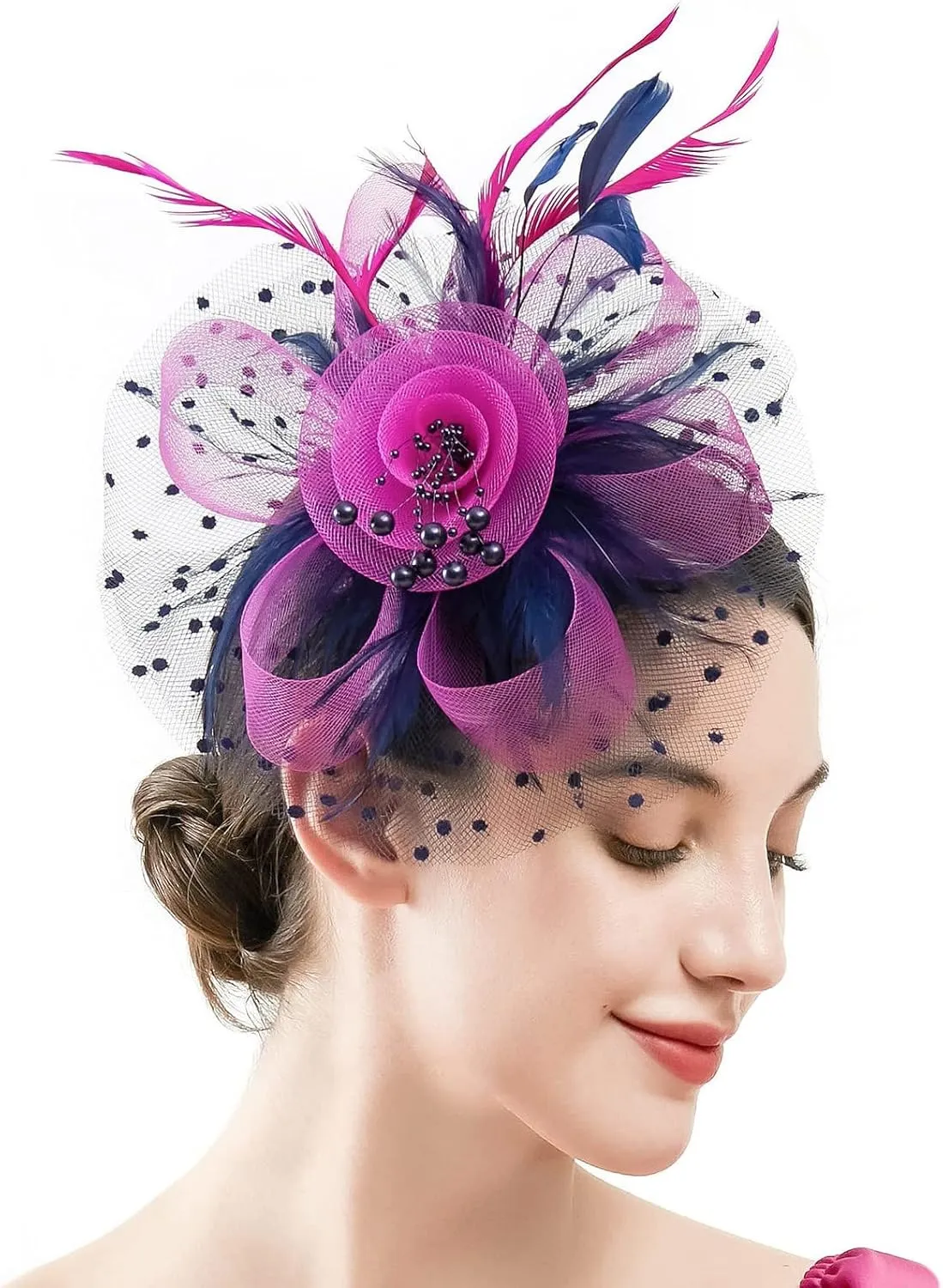 Fascinator Hats for Women Tea Parties Hats Fascinators Kentucky Hat Wedding Carnival Feathers Headband