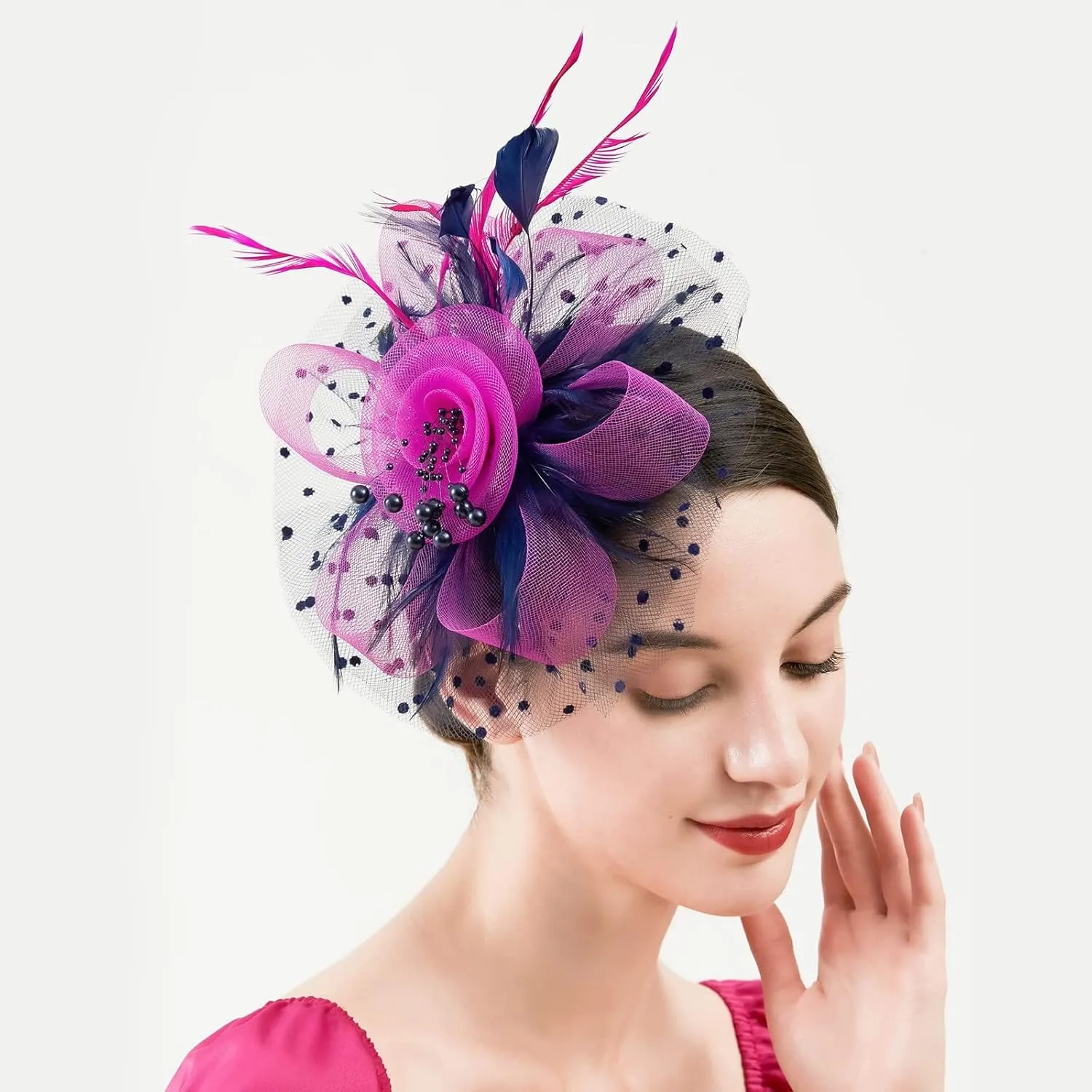 Fascinator Hats for Women Tea Parties Hats Fascinators Kentucky Hat Wedding Carnival Feathers Headband