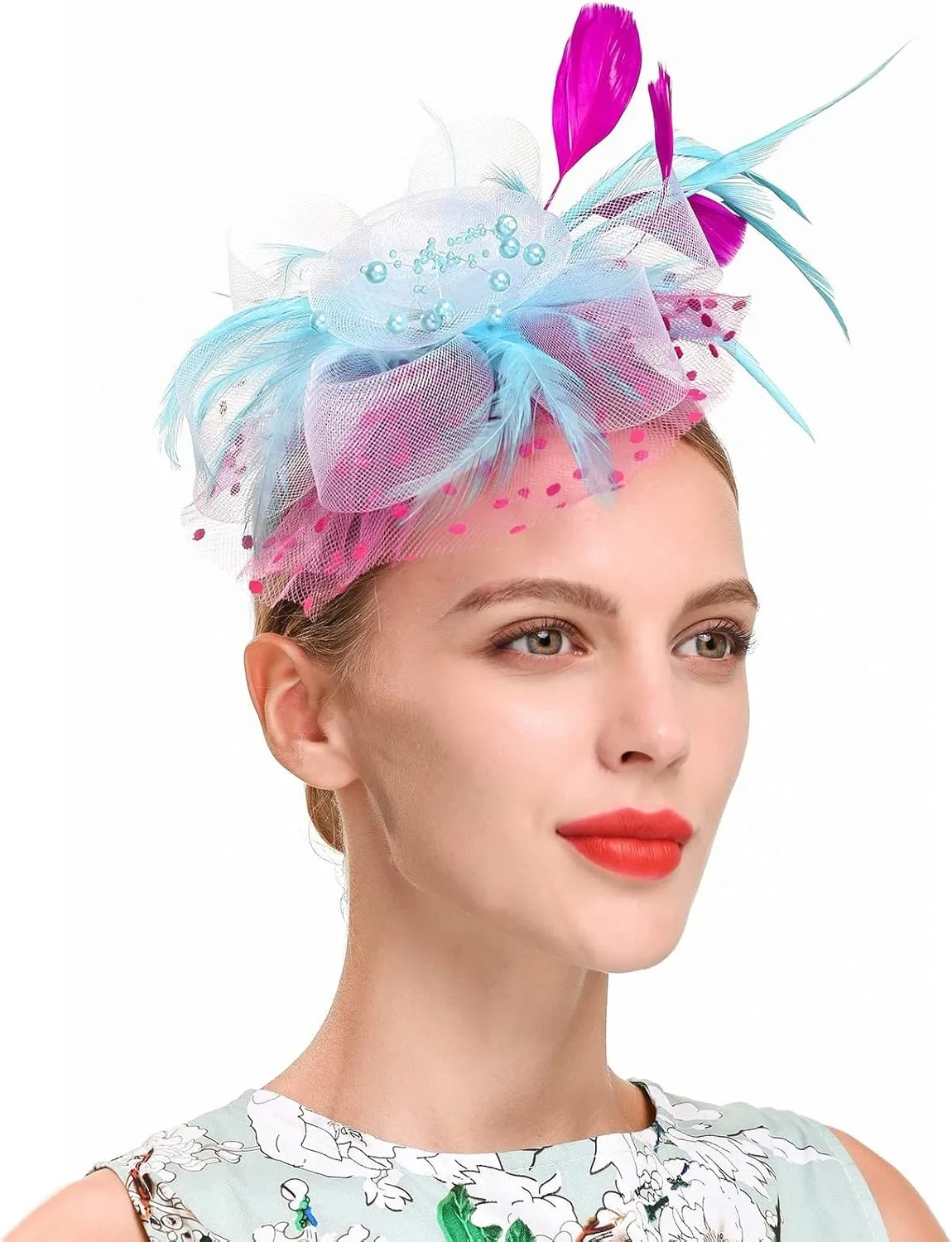 Fascinator Hats for Women Tea Parties Hats Fascinators Kentucky Hat Wedding Carnival Feathers Headband