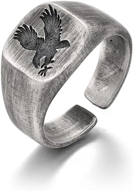 Fashion Eagle Engraved Stacking Expand Ring Flying Bird Open Adjustable Statement Joint Finger Bands Chunky Wide Rings Vintage Jewelry Birthday Gifts for Women Men