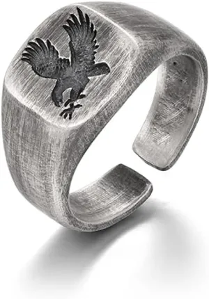 Fashion Eagle Engraved Stacking Expand Ring Flying Bird Open Adjustable Statement Joint Finger Bands Chunky Wide Rings Vintage Jewelry Birthday Gifts for Women Men