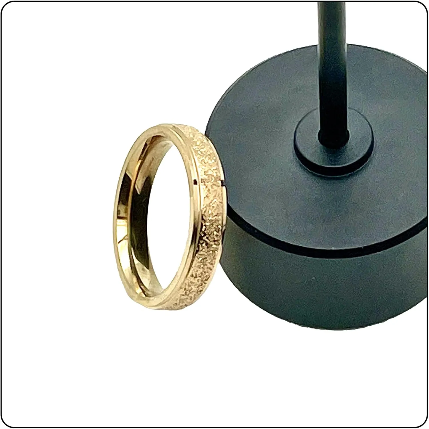 Fashion Simple Rose Gold Stackable Rings Stainless Steel Sandblast Crystal Band Rings