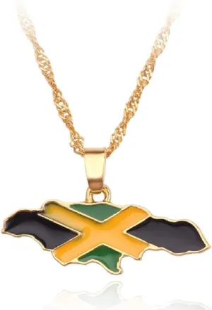 Fashion Unisex Country Country's Flag Map Gold Pendant Necklaces