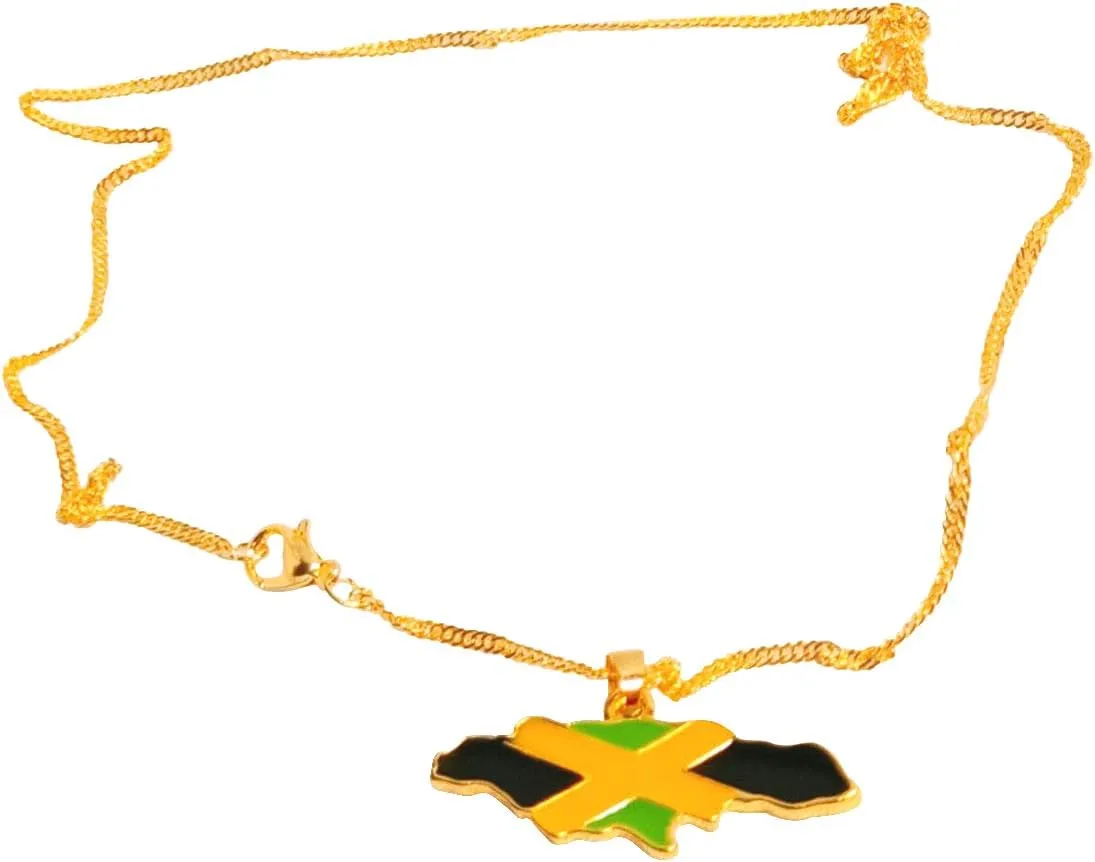 Fashion Unisex Country Country's Flag Map Gold Pendant Necklaces