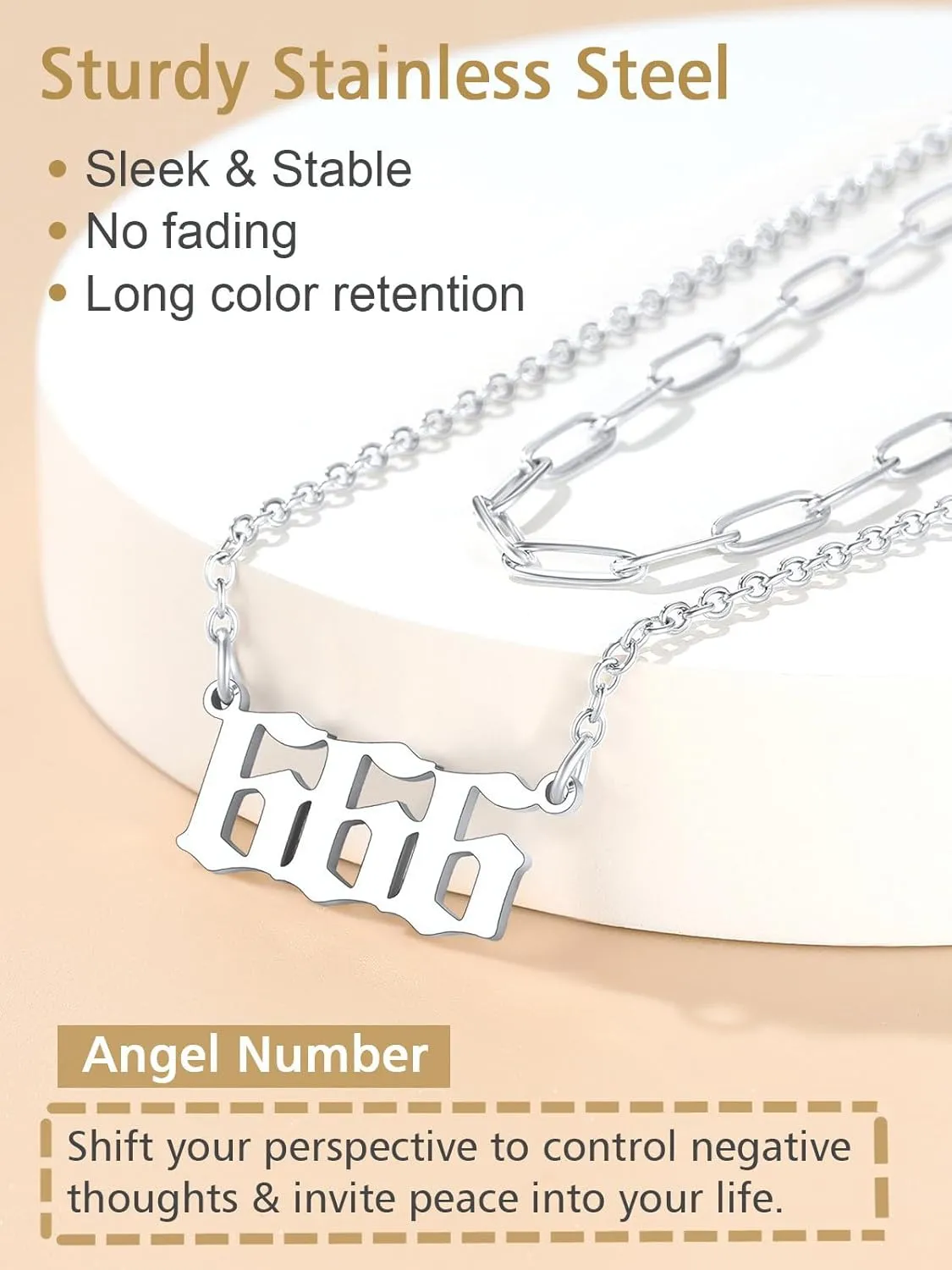FindChic Angel Number Paperclip Chain Layered Necklaces for Women Stainless Steel/Gold Plated/Black 222 444 888 999 Lucky Number/Custom Name Choker Necklaces, with Gift Box