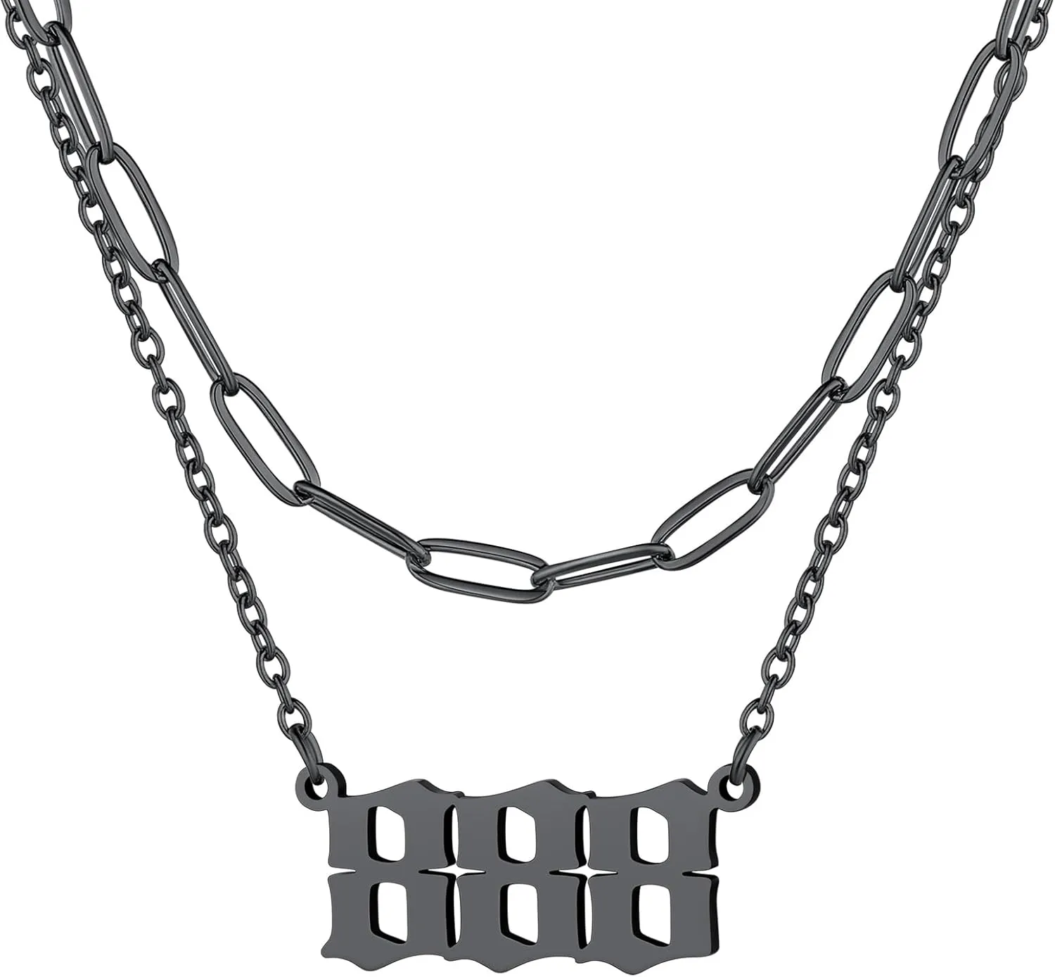 FindChic Angel Number Paperclip Chain Layered Necklaces for Women Stainless Steel/Gold Plated/Black 222 444 888 999 Lucky Number/Custom Name Choker Necklaces, with Gift Box