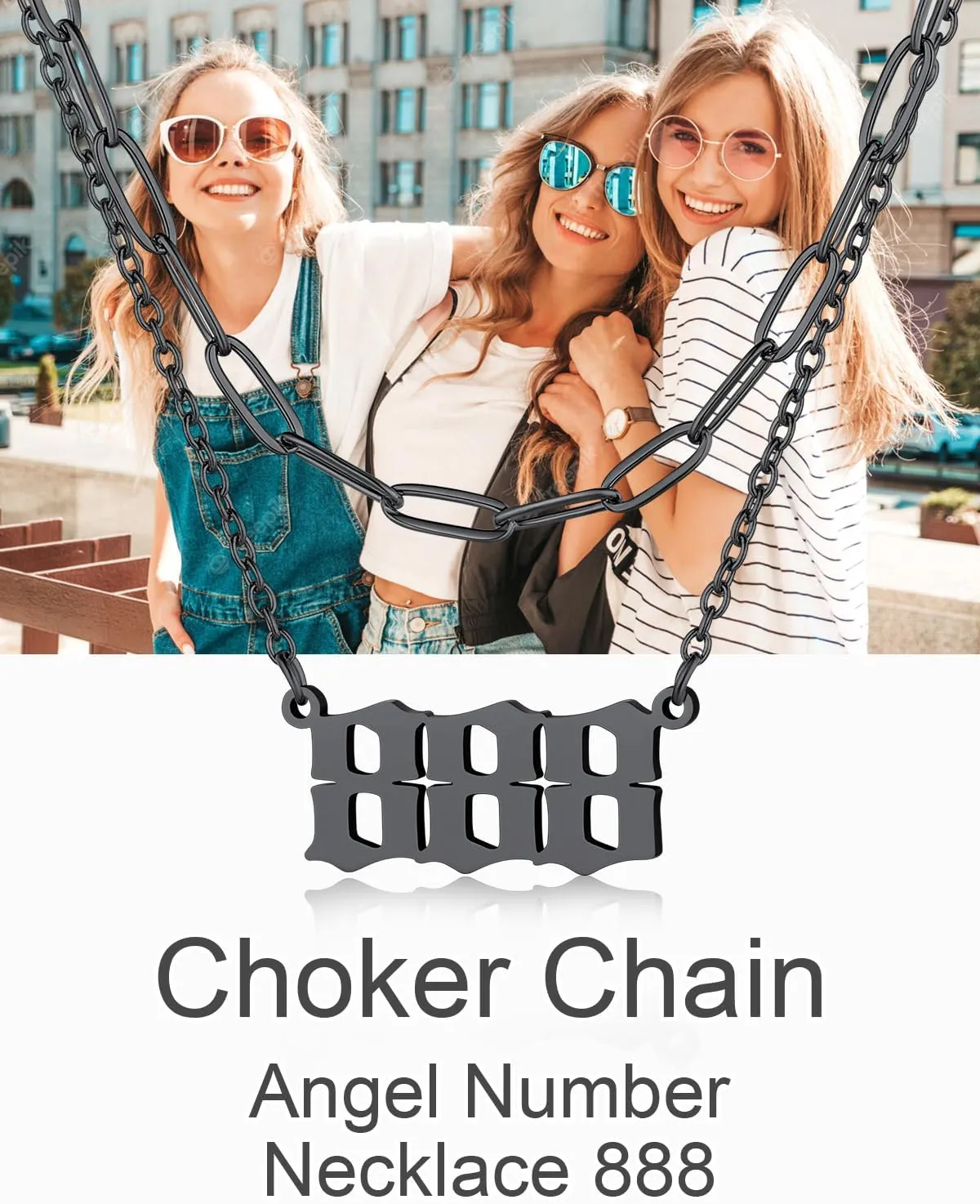FindChic Angel Number Paperclip Chain Layered Necklaces for Women Stainless Steel/Gold Plated/Black 222 444 888 999 Lucky Number/Custom Name Choker Necklaces, with Gift Box