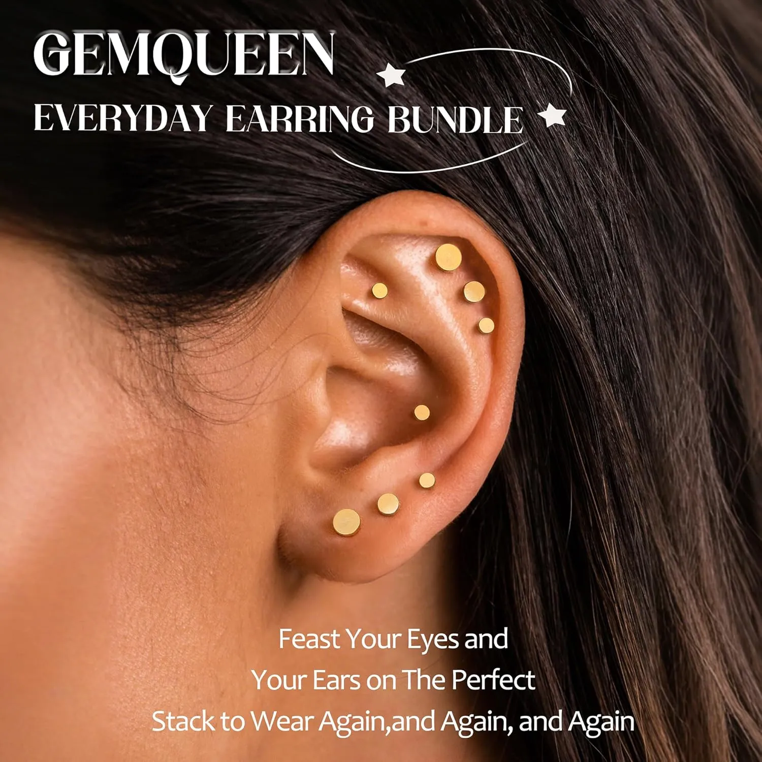 Flat Back Earrings Stud : 14K Gold Filled Titanium Surgical Steel Earrings Hypoallergenic for Women Men 18G Cartilage Helix Tragus Conch Medusa Piercing Jewelry Dainty Stud Earring Set 3 Pair