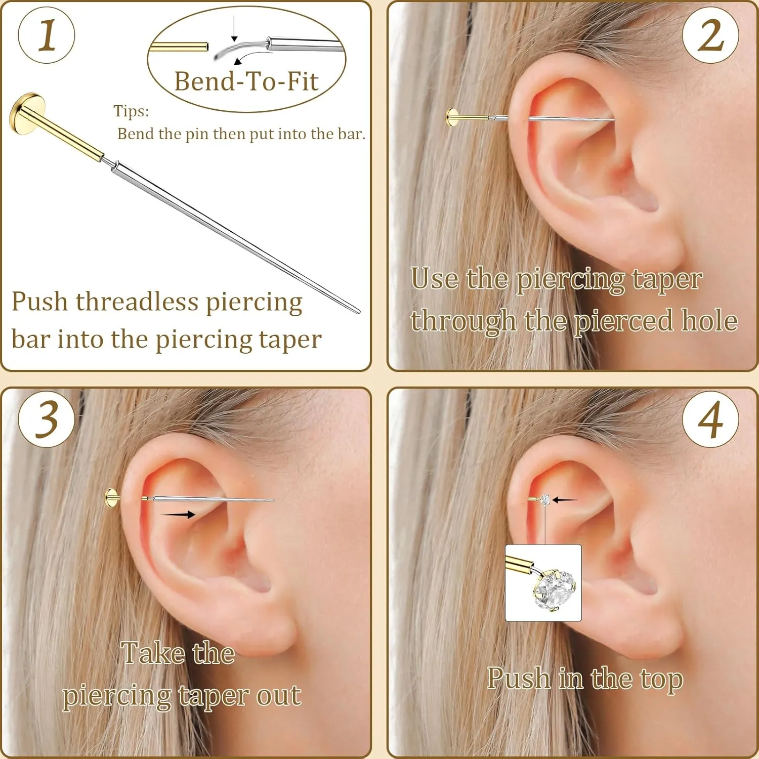 FlatBack Stud Earrings Cartilage Earrings for Women Men Hypoallergenic Threadless Flat Back Earring Surgical Steel Earring Tragus Helix Labret Lip Medusa Conch Body Piercing Jewelry