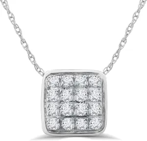 Floating Diamond Necklaces For Women | 1/6-1 CT. TW. White Rhodium Plated Sterling Silver Lab Grown Square Diamond Necklace | Sparkling GH VS/SI Diamonds Jewelry for Women