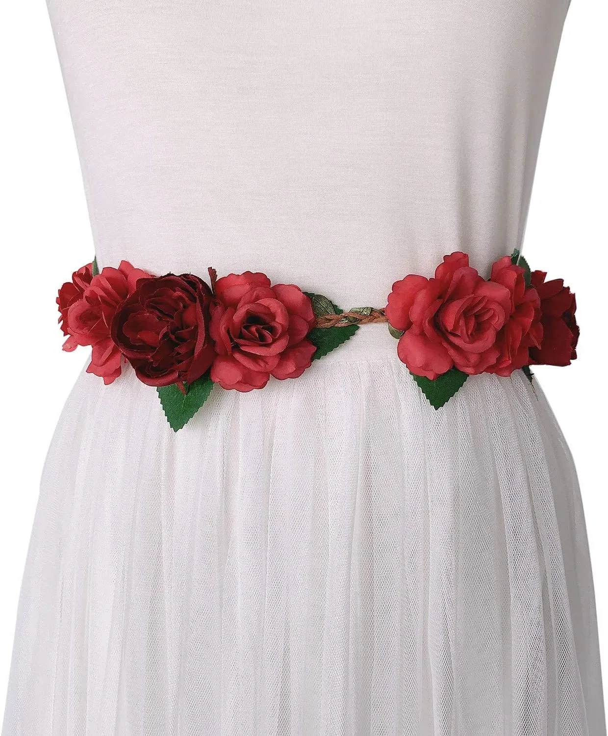 Flower Floral Rattan Belt Flower Sash Crown Wreath Headband Floral Garland JW66