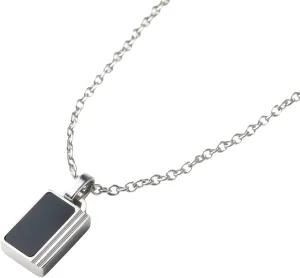 Forge & Foundry Men's Minimalist Stainless Steel and Solid Onyx Inlay Pendant | 21 Inch Rolo Chain | Design-Led Artisan Jewelry, from London