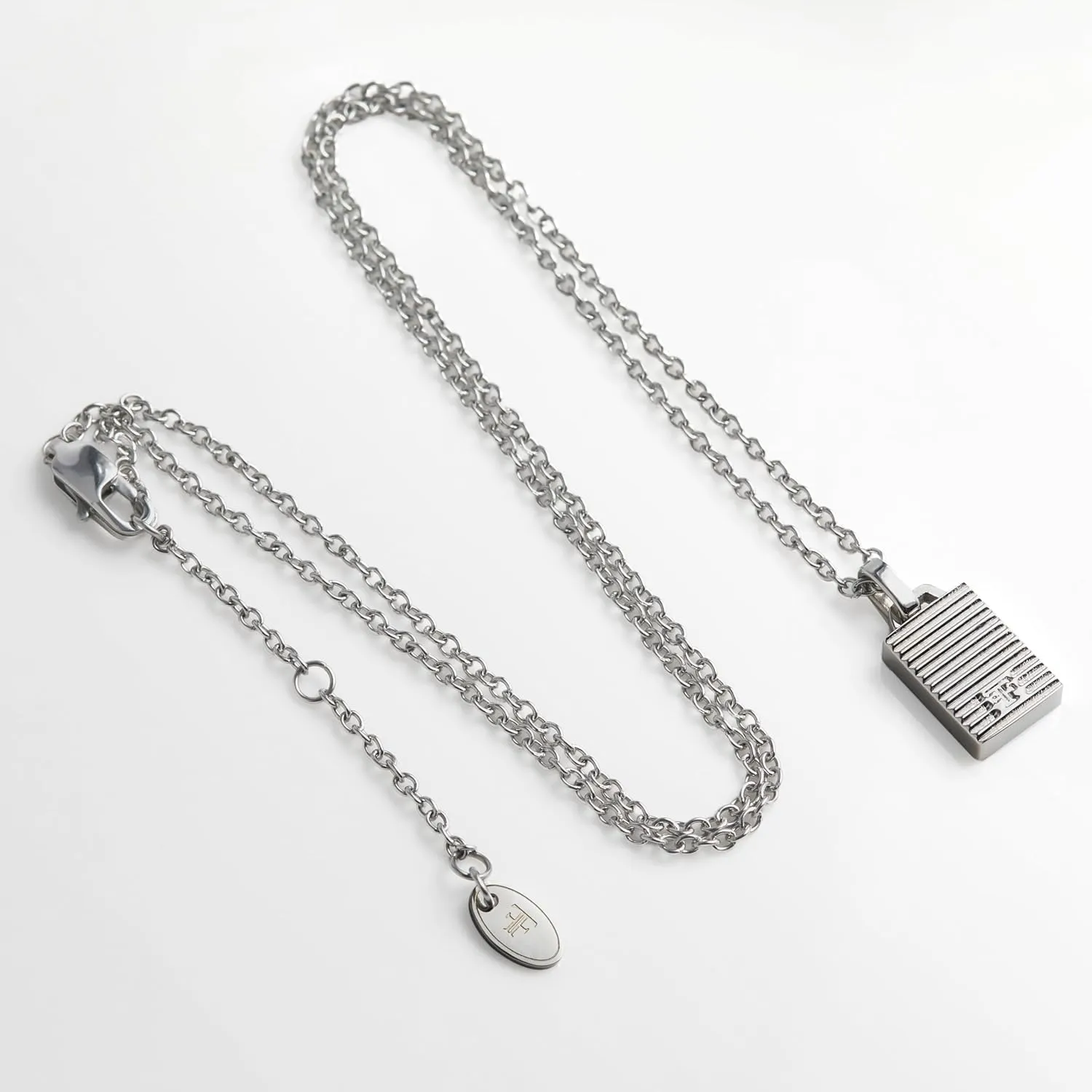 Forge & Foundry Men's Minimalist Stainless Steel and Solid Onyx Inlay Pendant | 21 Inch Rolo Chain | Design-Led Artisan Jewelry, from London