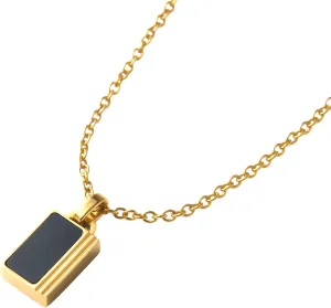 Forge & Foundry Men's Minimalist Stainless Steel and Solid Onyx Inlay Pendant | 21 Inch Rolo Chain | Design-Led Artisan Jewelry, from London