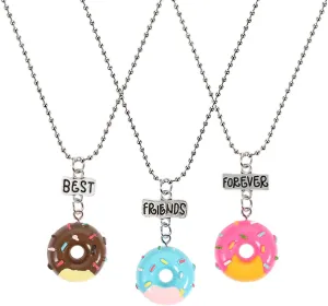 Friendship Bracelets 3 Pcs Best Friend Necklaces Donuts Ice Cream Pendant Friendship Necklaces for 3 Girls Birthday Friends Sisters Jewlery (Best Friend Forever) Girl Toys
