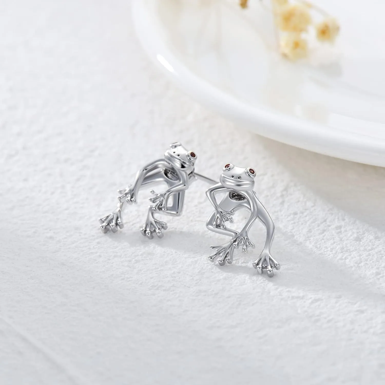 Frog Earrings 925 Sterling Silver Stud Earrings Cute Fun Funny Earrings Animal Earrings Frog Jewelry for Women