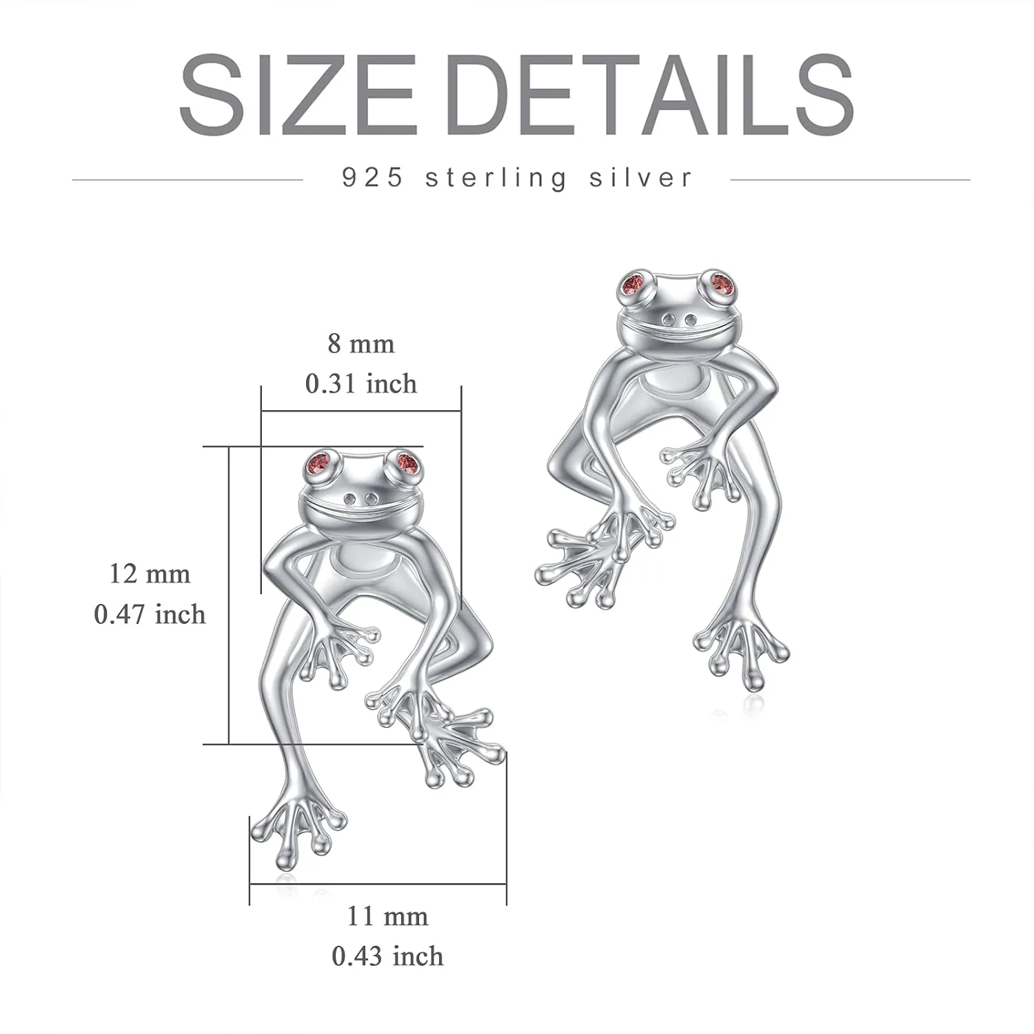 Frog Earrings 925 Sterling Silver Stud Earrings Cute Fun Funny Earrings Animal Earrings Frog Jewelry for Women
