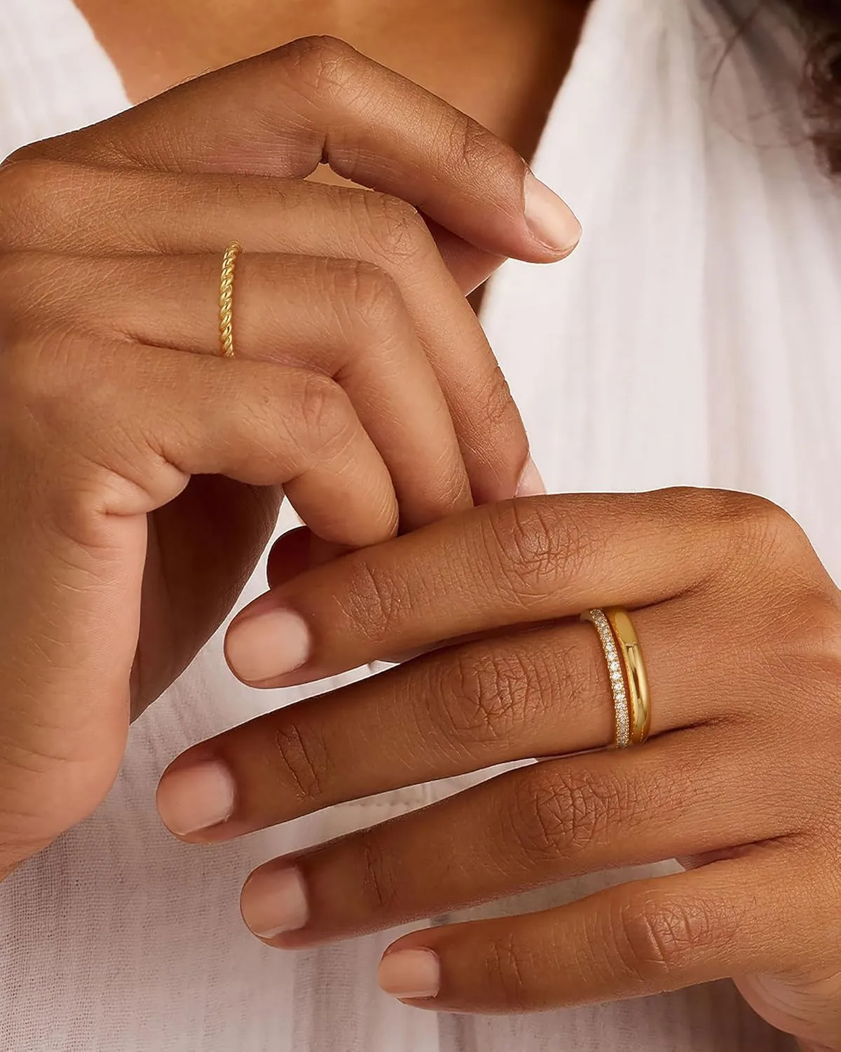 FUNEIA Stackable Gold Rings for Women Non Tarnish Chunky 14K Gold Plated Rings that Don't Tarnish Engagement Cubic Zirconia Ring Set Stack Dainty Pinky Wedding Bands Thumb Rings Gold Jewelry Size 6-11
