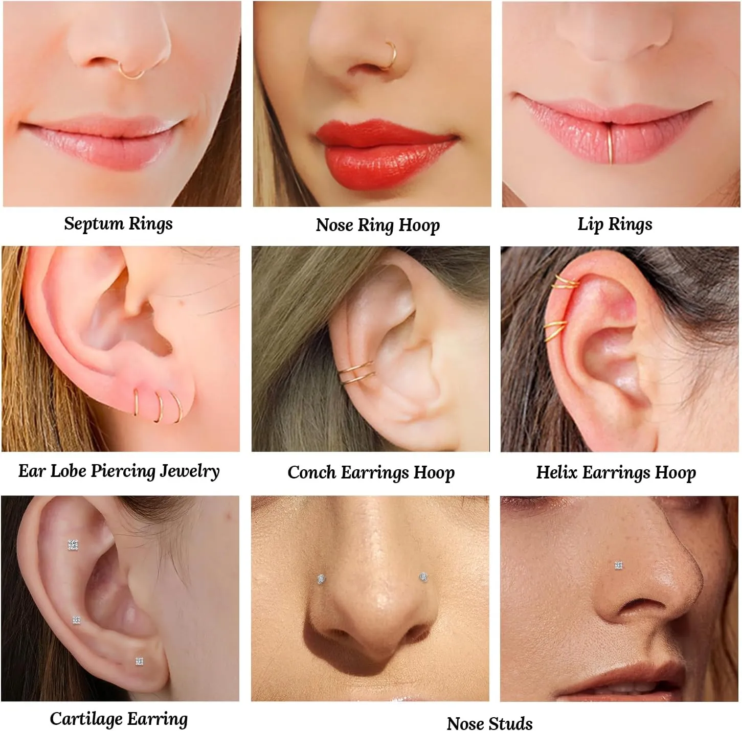 FUNLMO 20G Nose Rings Titanium Nose Piercings Nose Studs Nose Piercing Jewelry Nose Rings Hoops Helix Cartilage Daith Tragus Rook Conch Piercing Jewelry Sleeper Earrings
