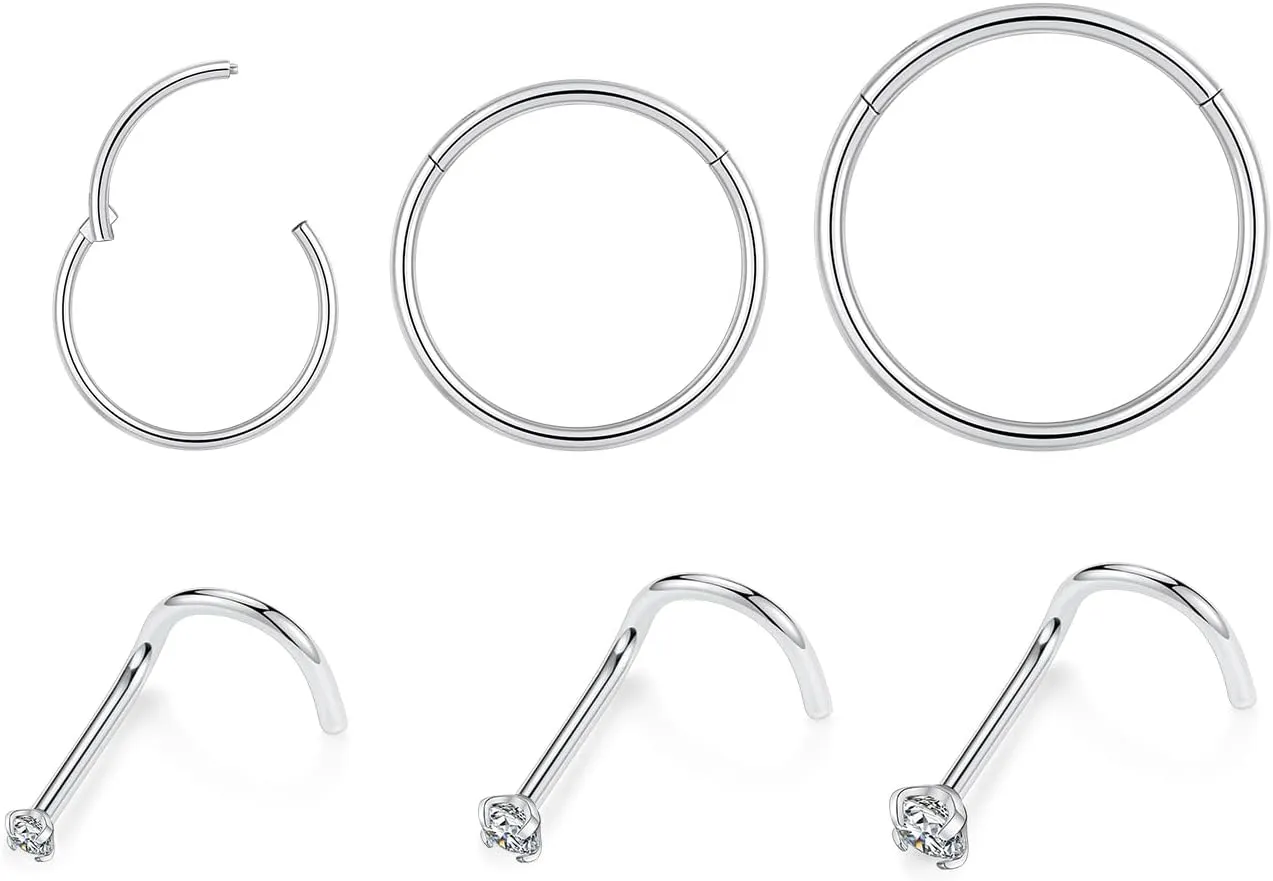 FUNLMO 20G Nose Rings Titanium Nose Piercings Nose Studs Nose Piercing Jewelry Nose Rings Hoops Helix Cartilage Daith Tragus Rook Conch Piercing Jewelry Sleeper Earrings