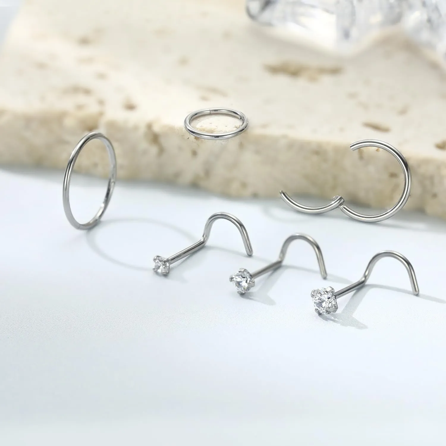 FUNLMO 20G Nose Rings Titanium Nose Piercings Nose Studs Nose Piercing Jewelry Nose Rings Hoops Helix Cartilage Daith Tragus Rook Conch Piercing Jewelry Sleeper Earrings