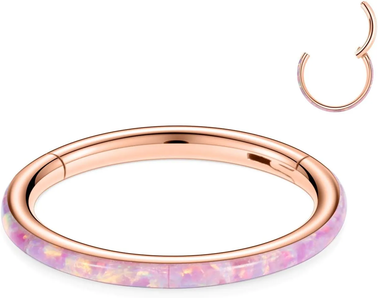 FUNLMO 316L Surgical Steel Nose Ring Hoop Opal Cartilage Earring Conch Daith Rook Orbital Helix Daith Tragus Piercing Jewelry Cartilage Septum Jewelry Cartilage Conch Hoop Earring