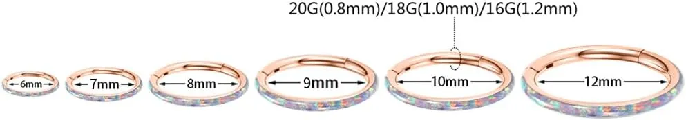 FUNLMO 316L Surgical Steel Nose Ring Hoop Opal Cartilage Earring Conch Daith Rook Orbital Helix Daith Tragus Piercing Jewelry Cartilage Septum Jewelry Cartilage Conch Hoop Earring