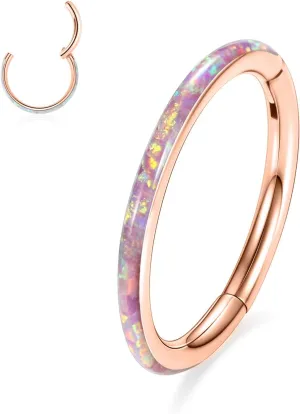 FUNLMO 316L Surgical Steel Nose Ring Hoop Opal Cartilage Earring Conch Daith Rook Orbital Helix Daith Tragus Piercing Jewelry Cartilage Septum Jewelry Cartilage Conch Hoop Earring